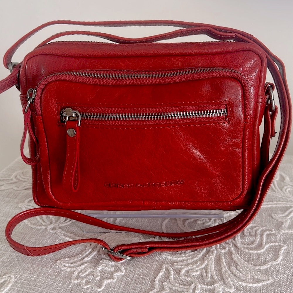 Spike & Sparrow Red Leather Camera Bag Style Crossbody